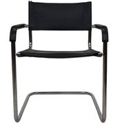 Set of 4 bauhaus cantilever chairs black leather and chrome design 80's