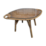 Table basse rotin et verre