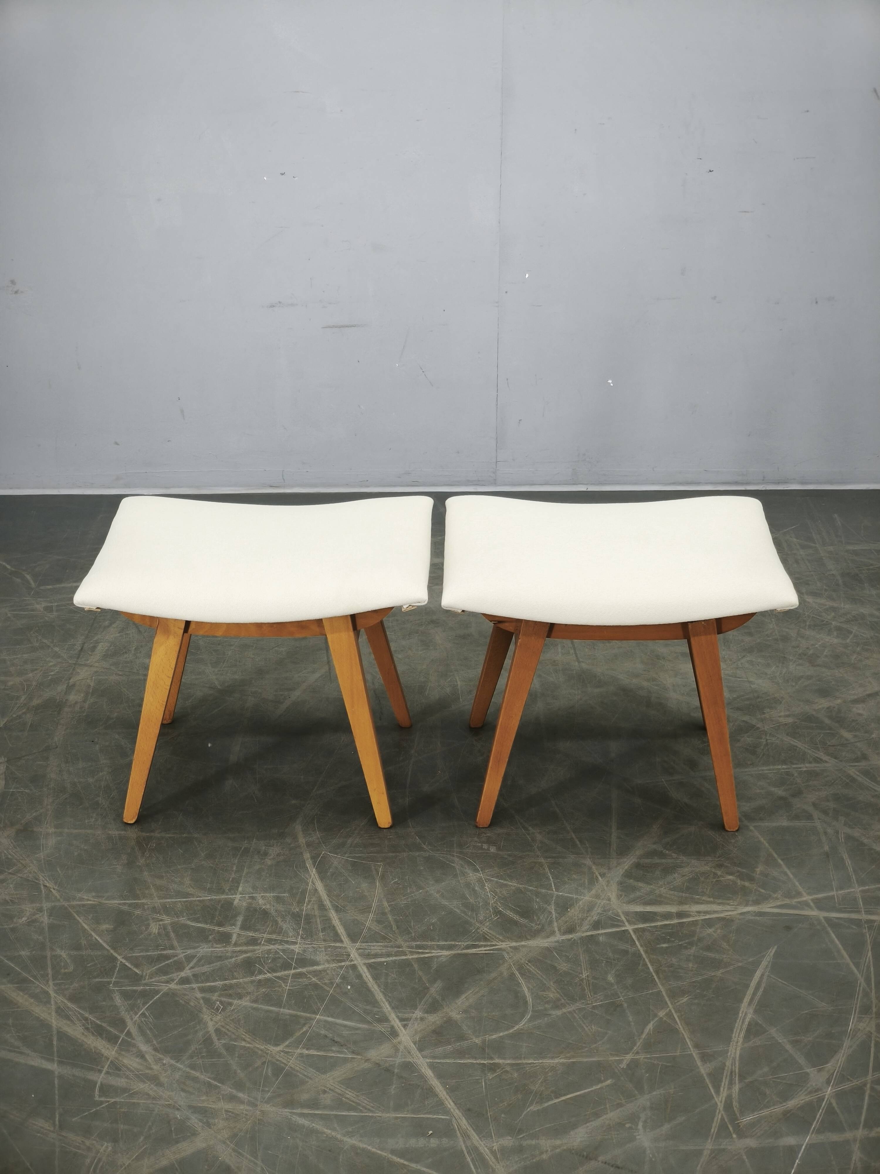 Pair of Beech Wood Stools by Závod Malacky, Czechoslovakia, 1970s