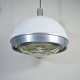 Suspended lamp in plexiglass and steel with faceted glass light by Pia Guidetti Crippa, 1960s.