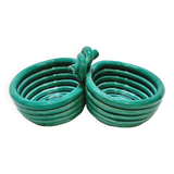 Double coupelle en céramique turquoise vallauris a m vintage