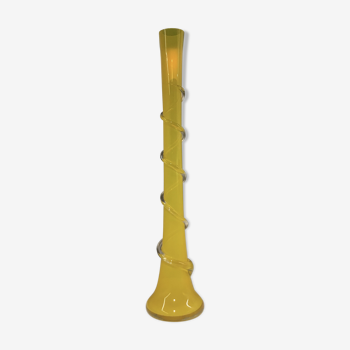 Soliflore vase in twisted yellow glass from the 60s/70s