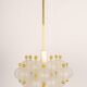 Large frosted glass and brass chandelier by Kinkeldey, Germany, 1970s.