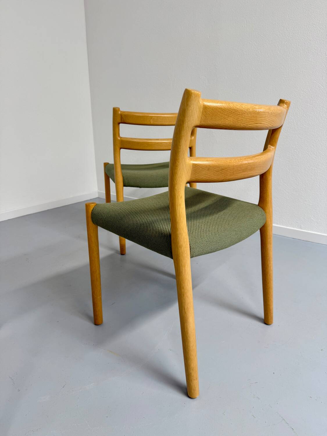 Set of 4 beech chairs designed by Niels Otto Møller, solid vintage beech