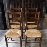 Série de 4 chaises paillées