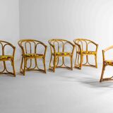 Funky set of five 60s bamboo chairs