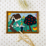 Cadre vintage broderie patchwork handmade