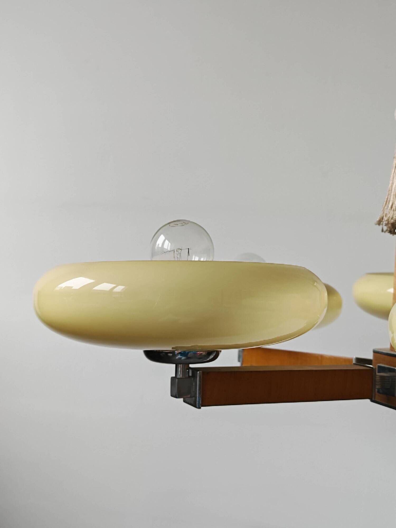 Art Deco Chandelier with 5 Arms and Round Shades from the 1930s