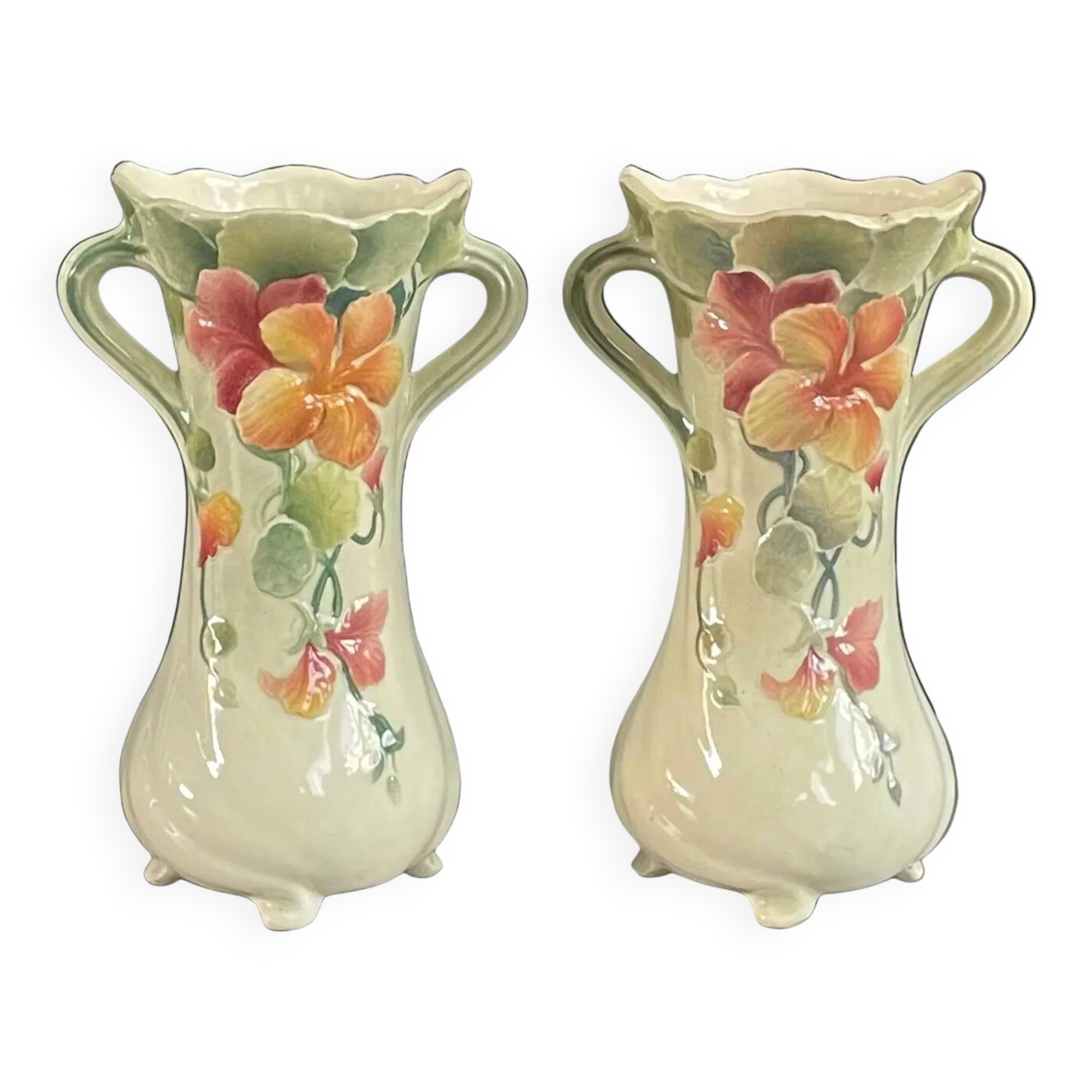 Paire de vases en barbotine St Clément - Réf 1115