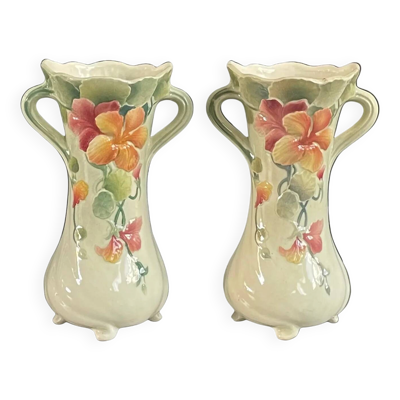Paire de vases en barbotine St Clément - Réf 1115