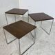 Set of 3 side tables trundle in teak and steel 1960s