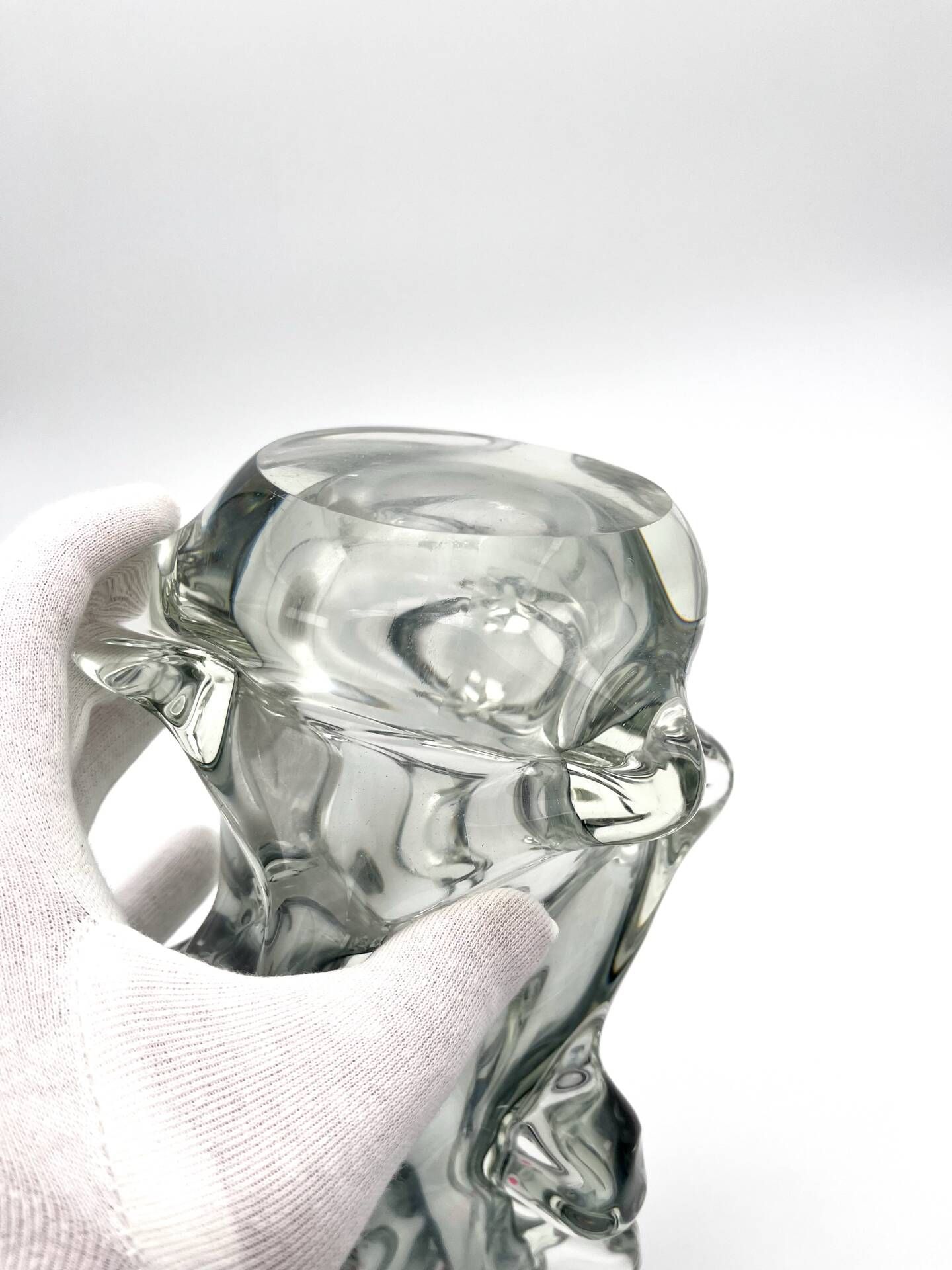 Large Murano Vase Smoked Glass Sculptural 31.5cm 3.1kg