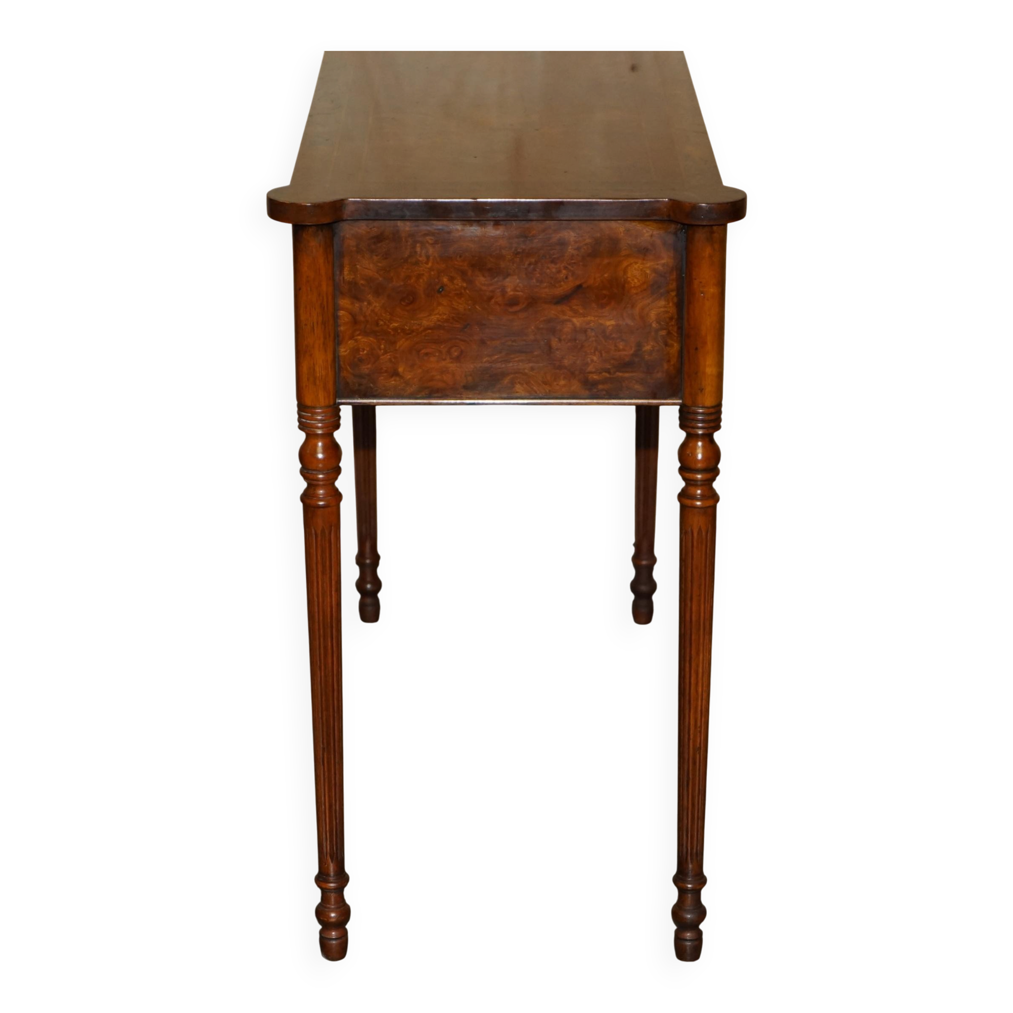 Console en Orme Burr & Bois Satiné restaurée, vers 1920