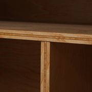Jules Leleu cherry wood cabinet with marquetry, 2 doors, bronze, 1940.