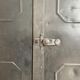 Industrial locker room in raw metal, circa 1930.