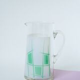 Glass pitcher and green psychedelic patterns, Design, 1970