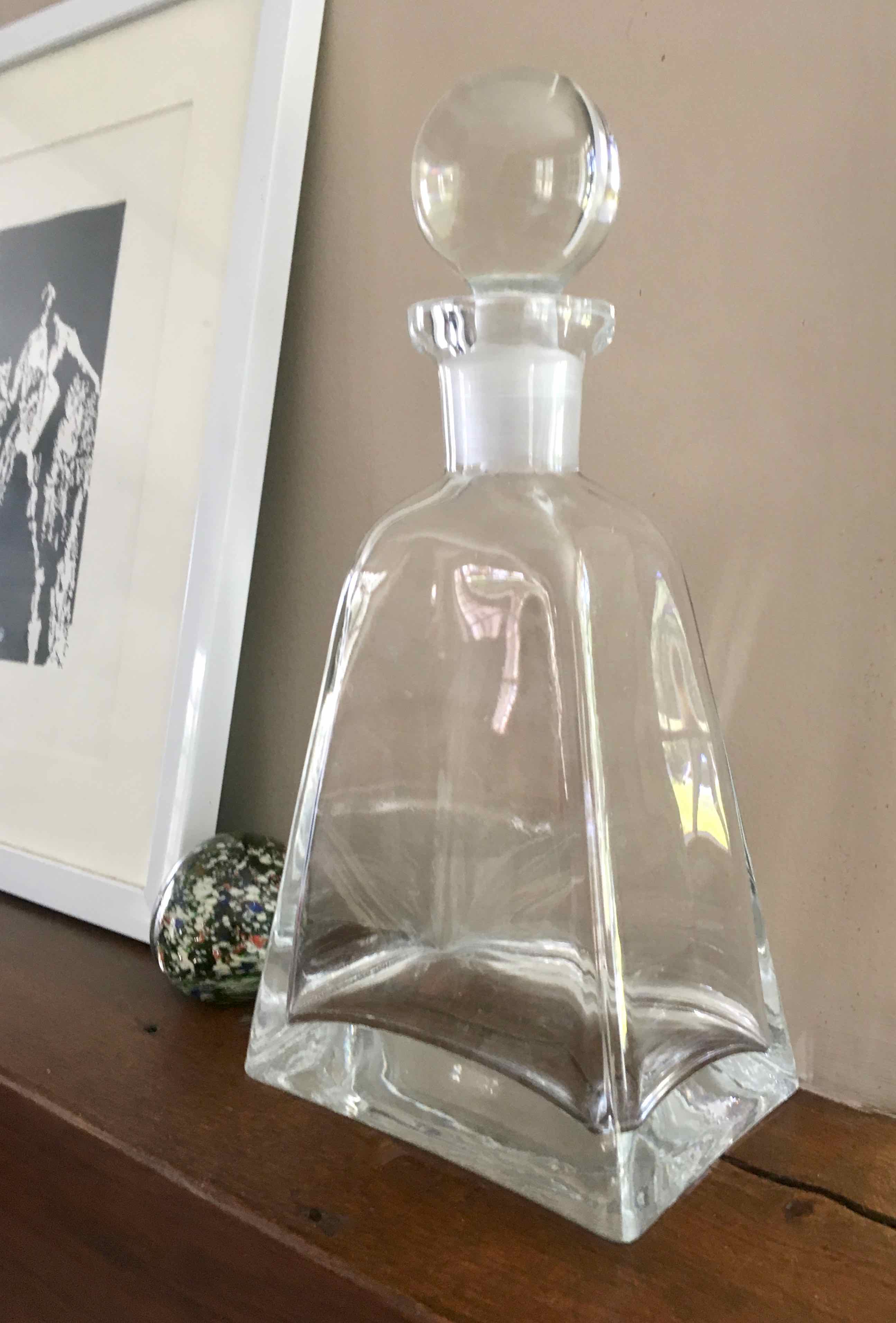 Thick glass carafe bottle 80s