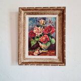 Peinture tableau ancien bouquet