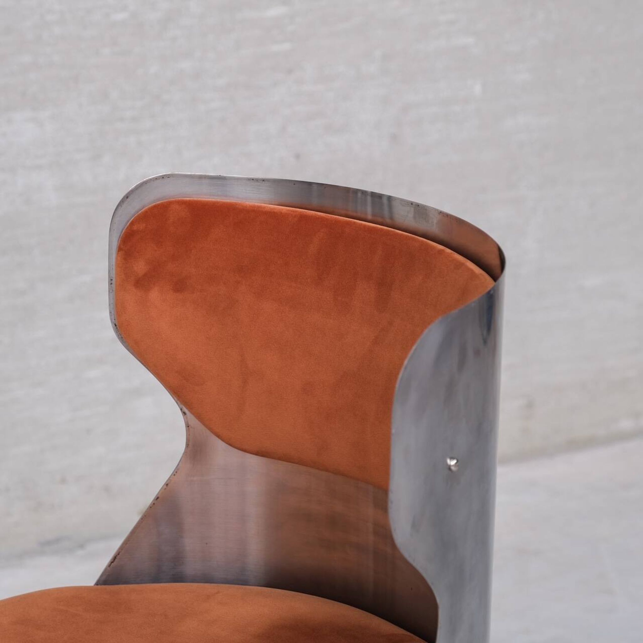 Single Occasional or Vanity Chairs in Brushed Chrome attr. to Willy Rizzo (