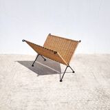 Metal and rattan magazine rack