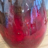 Red & brown glazed stoneware vase
