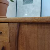 Scandinavian teak row 50s-60s, French manufacture signed Eros