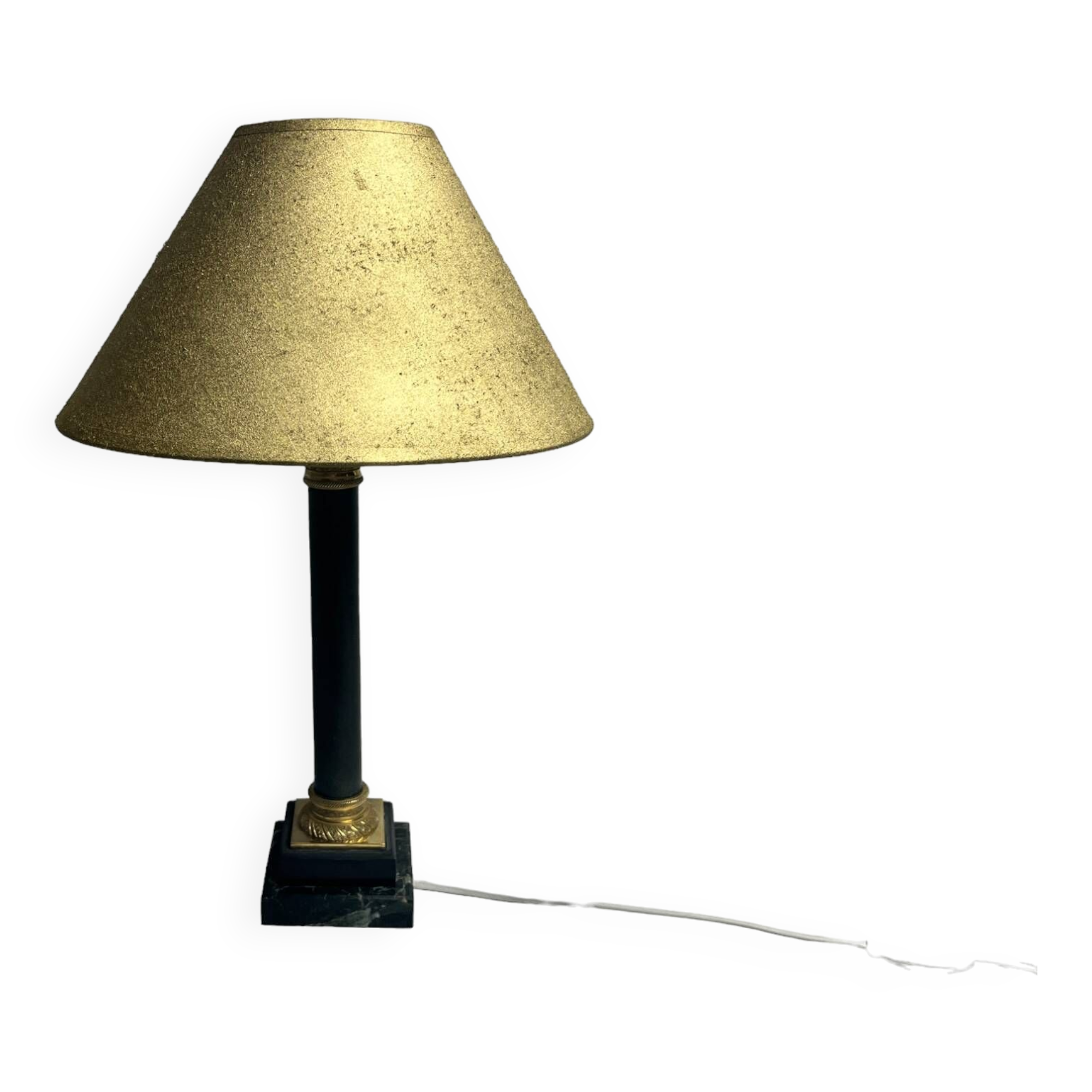 Empire bronze lamp base, marble and patinated sheet metal, 20th century