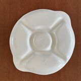 Plat apéritif compartiments légumes en barbotine majolique vintage