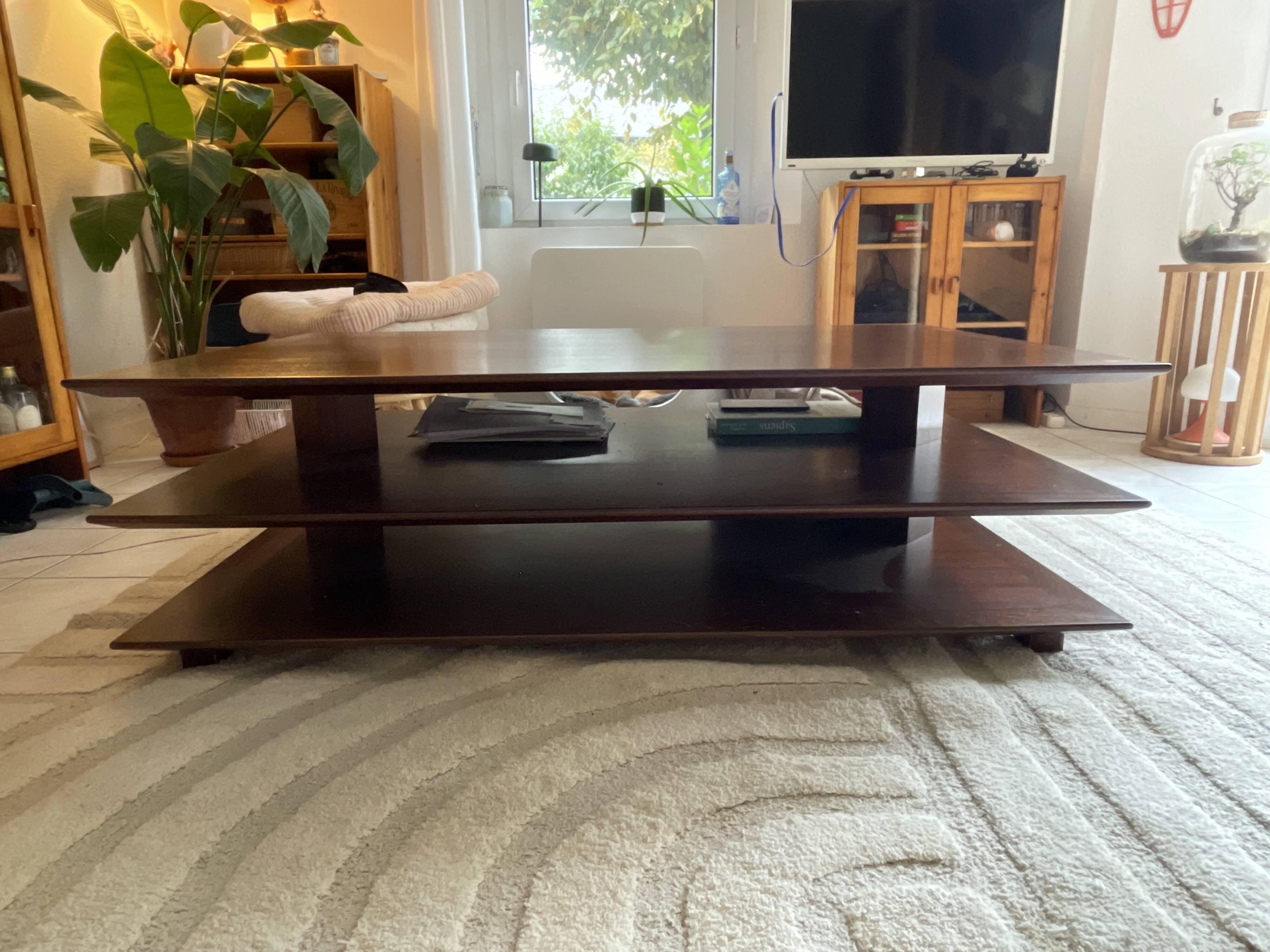 Dark wood coffee table David Lange