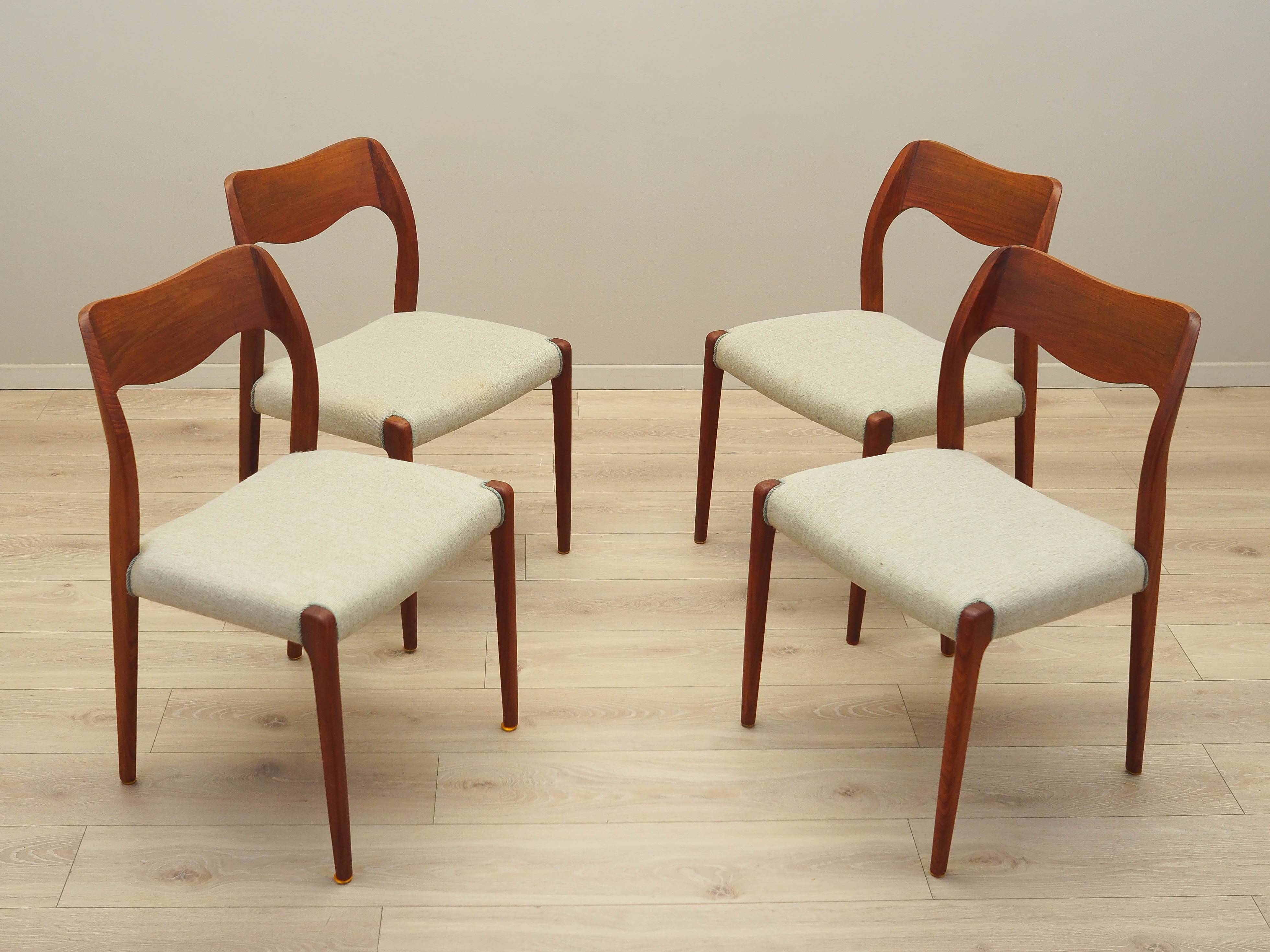 Set of four teak chairs, Danish design, 1960s, designer: Niels Otto Møller