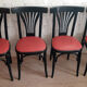 Set of 4 vintage bistro chairs in wenge beech and imitation red leather