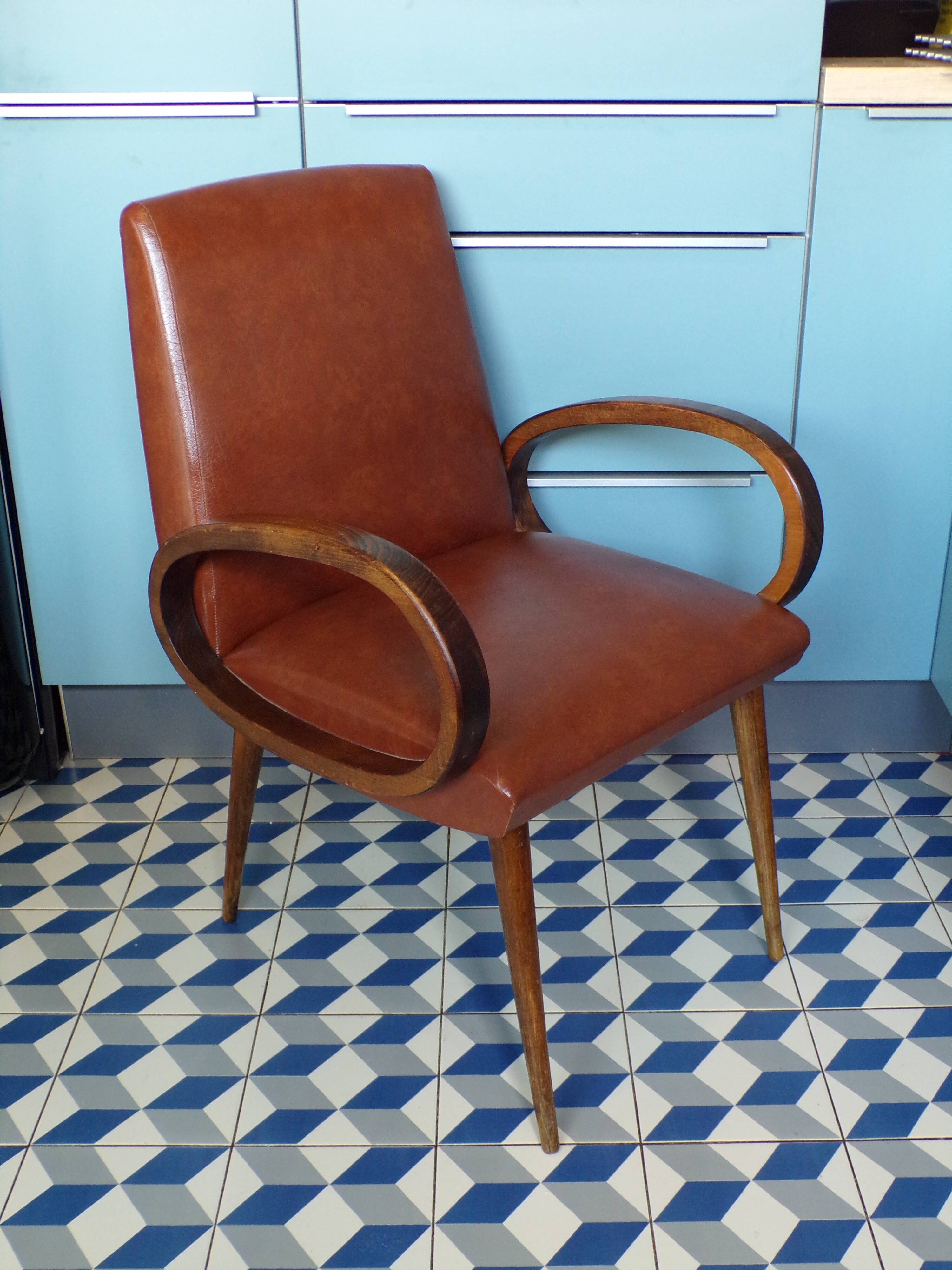 Brown skai bridge armchair