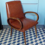 Brown skai bridge armchair