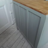 Compass feet vintage gray green, 3 drawers, wooden tray.