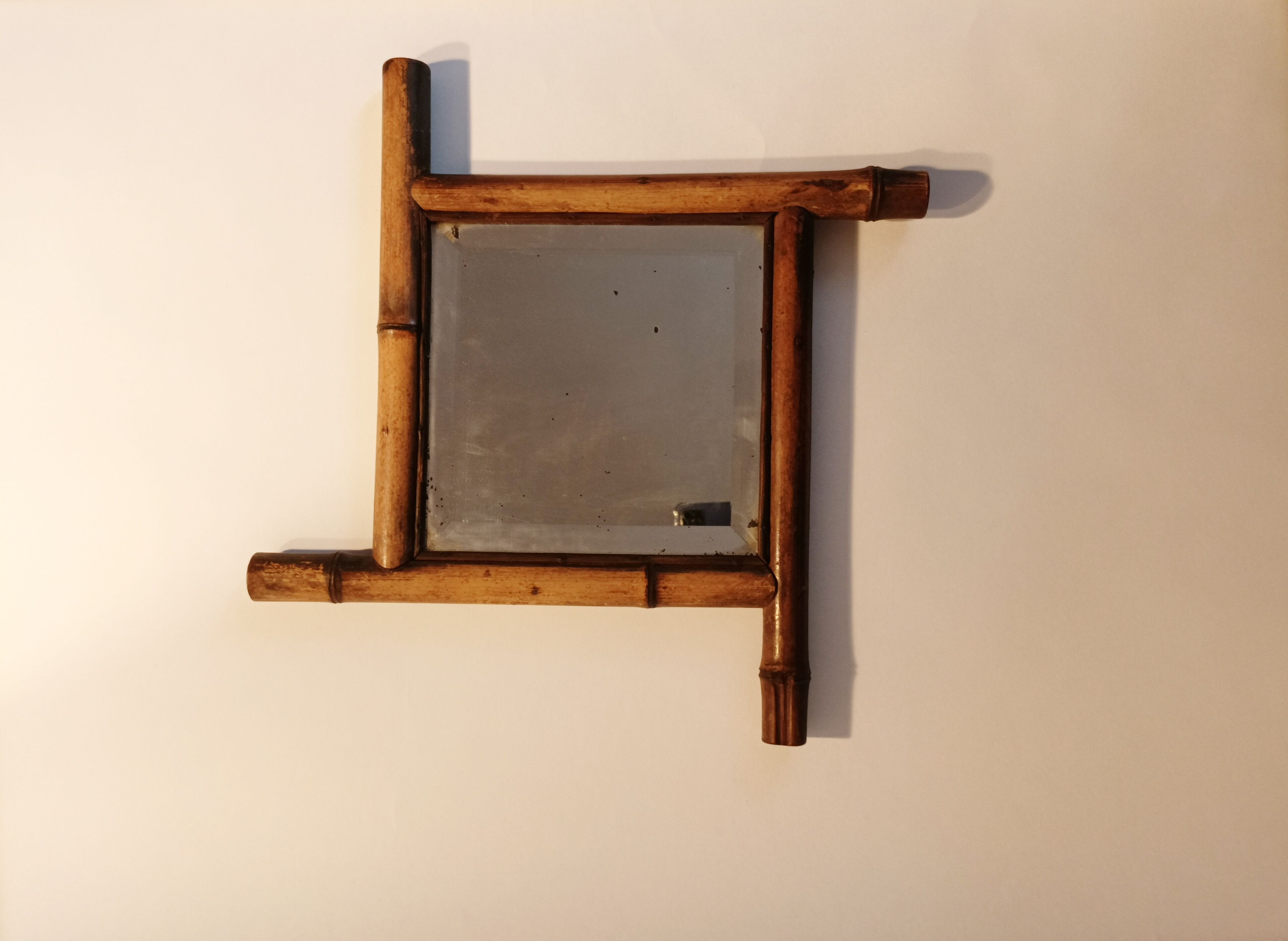 Miroir bambou vintage 35x35cm