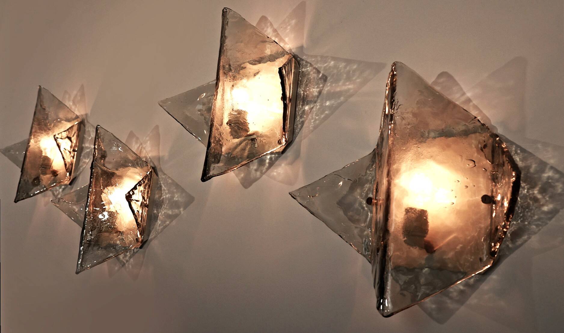 Set of 4 Murano Glass Sconces LP253 by Carlo Nason for Mazzega, Italy, 1970