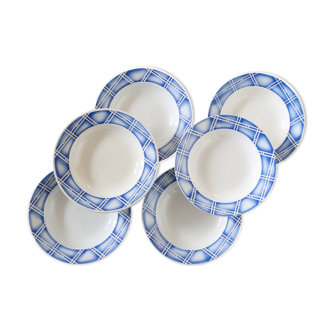 Set of 6 Sarreguemines soup plates, Rostand pattern