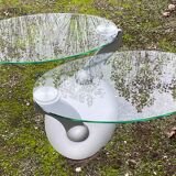 Naos designer coffee table in tempered glass and cast iron
