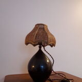 Superb ancient japanese bronze lamp and rattan