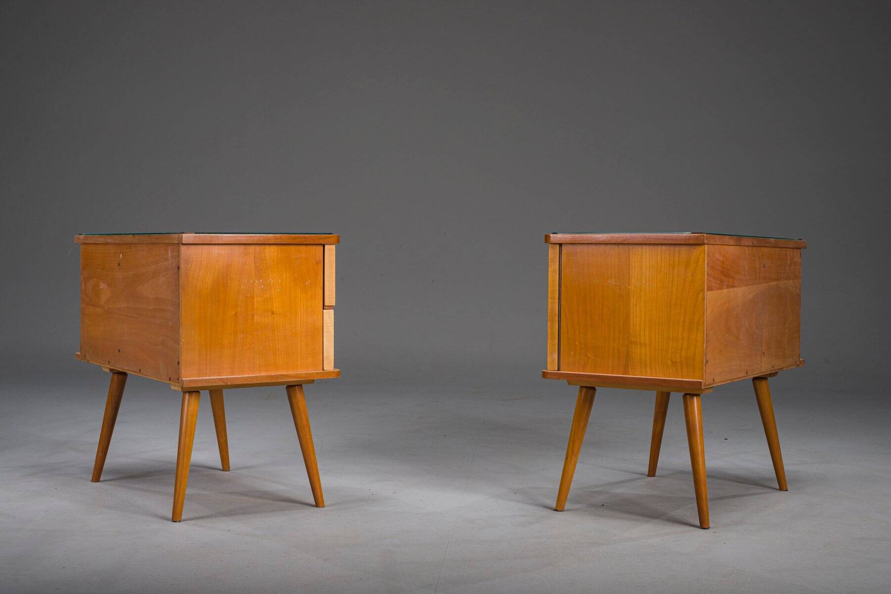 Vintage German cherry nightstands, 1960s, set of 2
