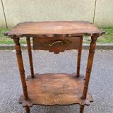 1930s Art Deco solid wood side table with drawer