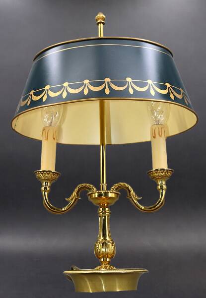 Bronze Bouillotte Lamp in Louis XVI Style with Two Lights "Lucien Gau"