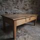 Antique French coffee table, 18th-century cherry farmhouse table with a drawer.
