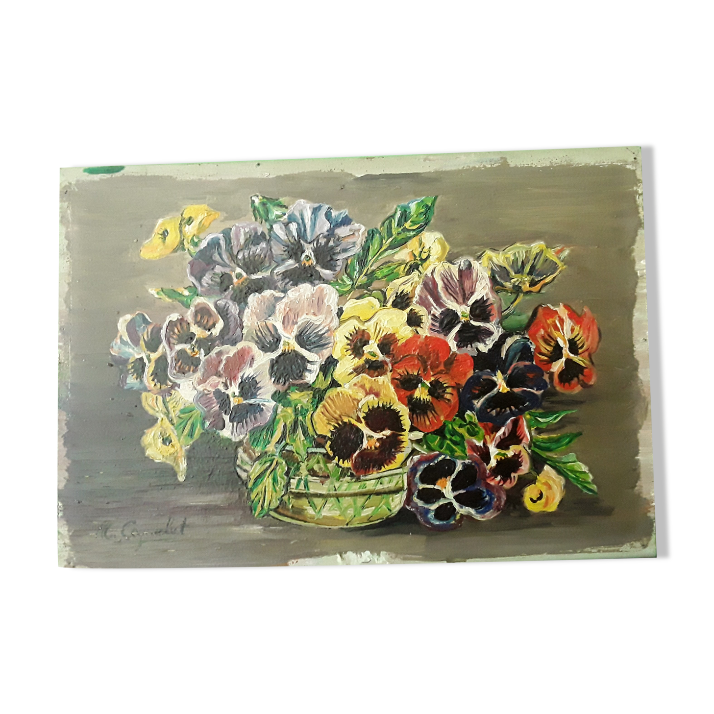 Oil painting on vintage wood