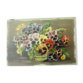 Oil painting on vintage wood