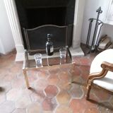 table basse verre et metal