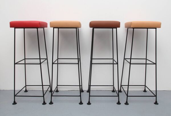 Ensemble de 4 tabourets de barre Wire années 1960