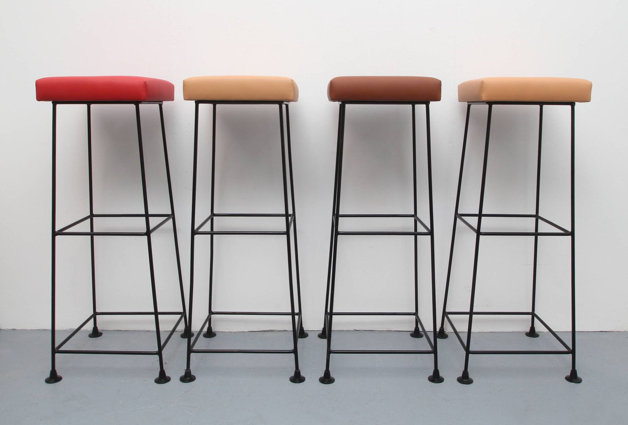 Ensemble de 4 tabourets de barre Wire années 1960