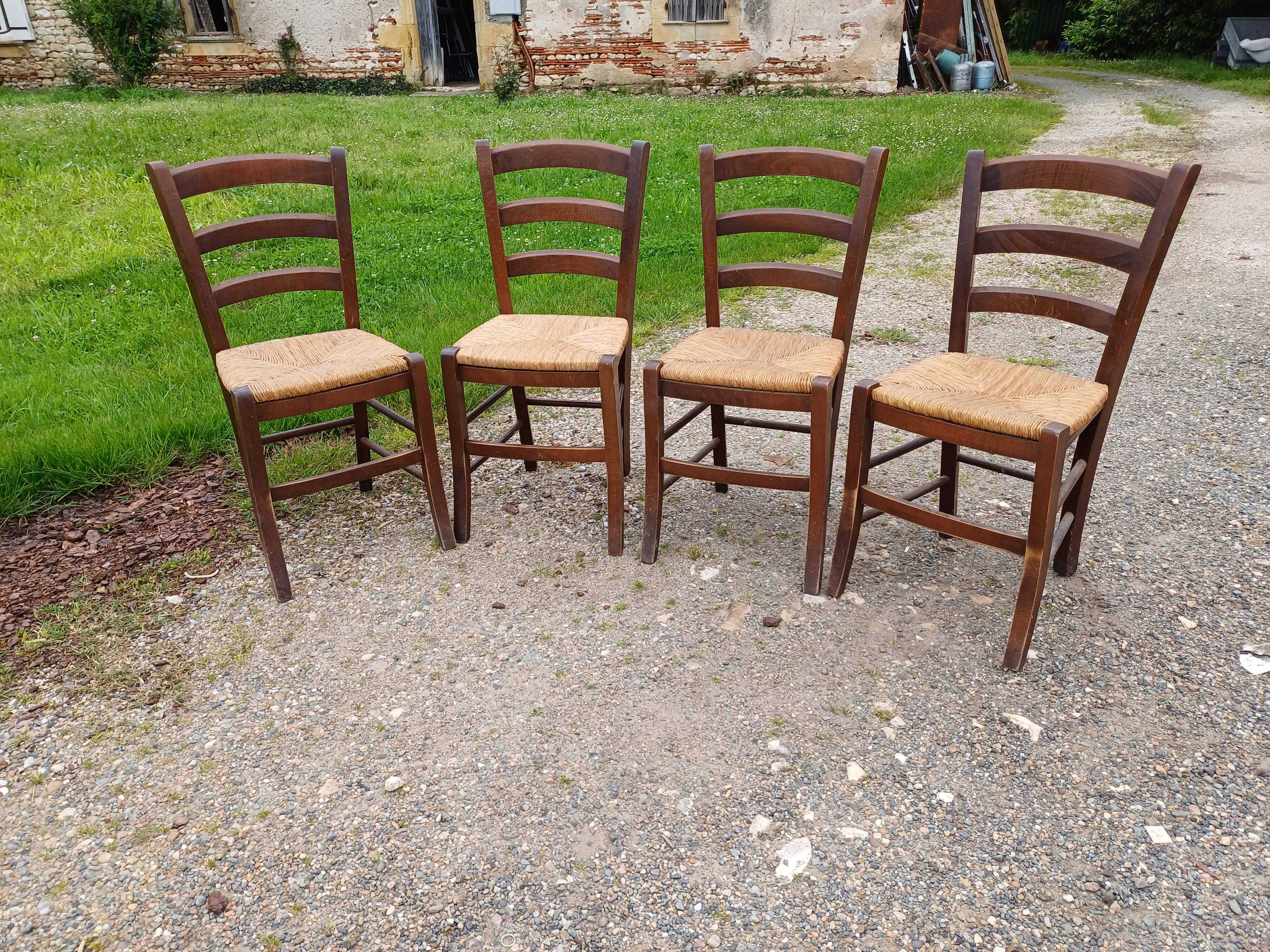 4 Old Straw Chairs