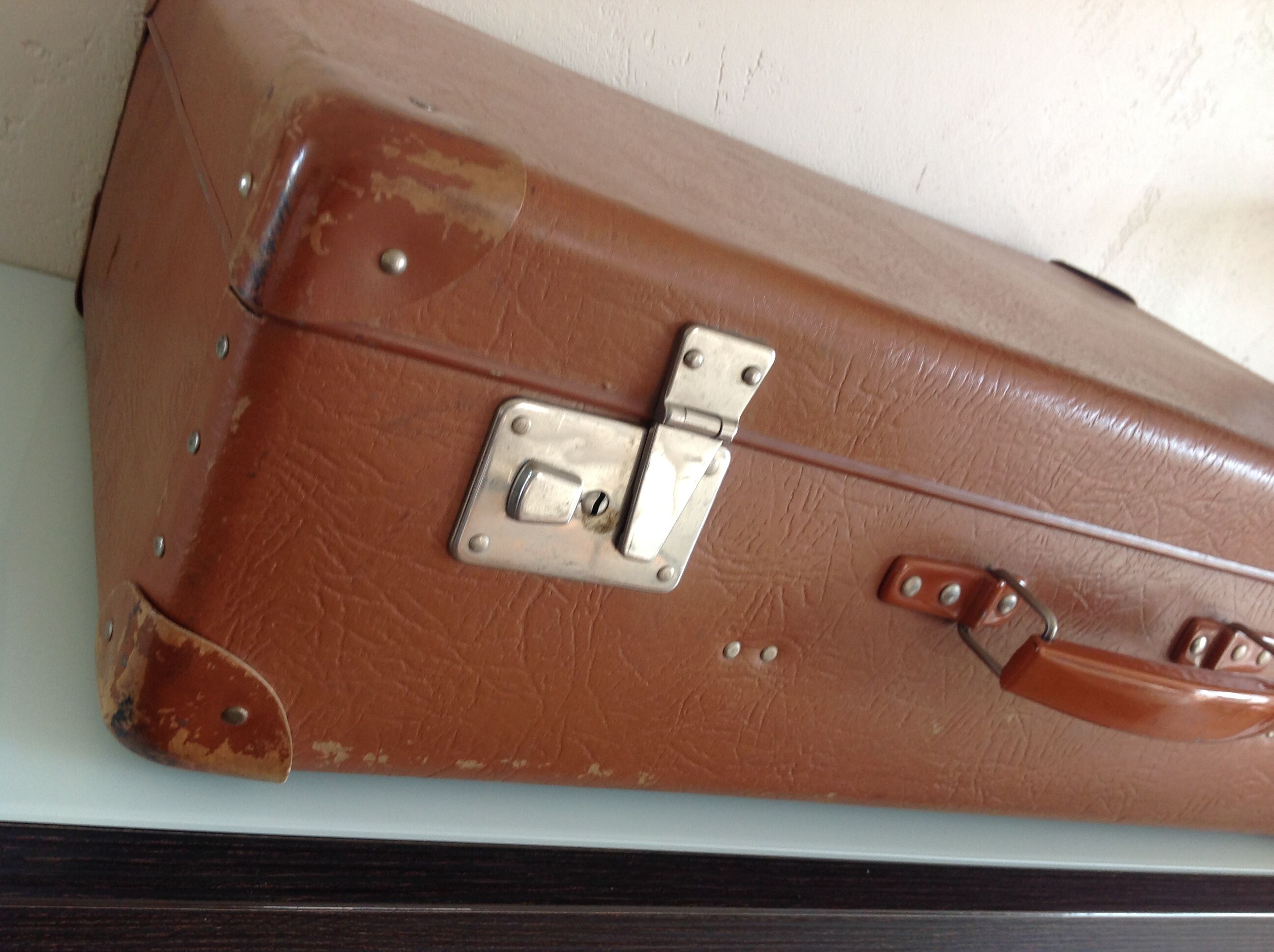 Light brown vintage suitcase